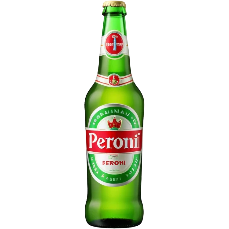 Glass bottle Peroni with red marketing tape emoji