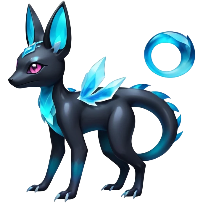 Colorful Dark Shiny Ethereal Exotic Salandit-Aurorus-Glaceon-Umbreon-Fakémon-hybrid-creature (full body)  emoji