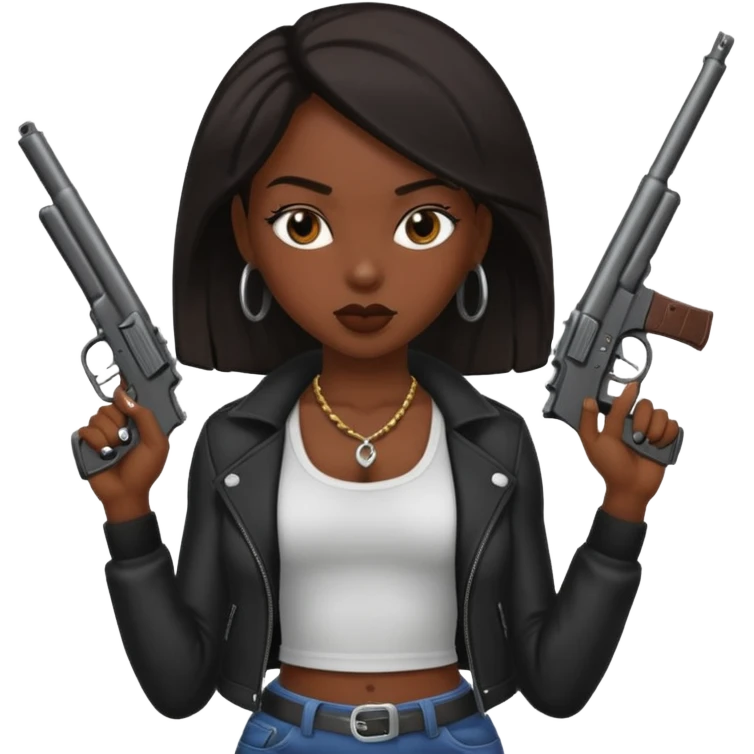A sexy black female gang member with a gun emoji