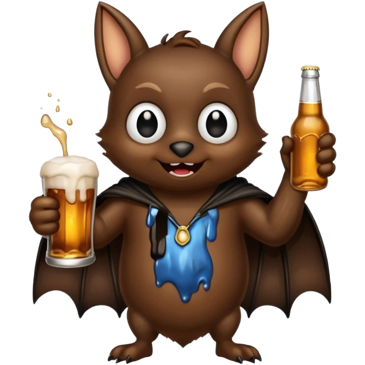 black bat drinking beer emoji