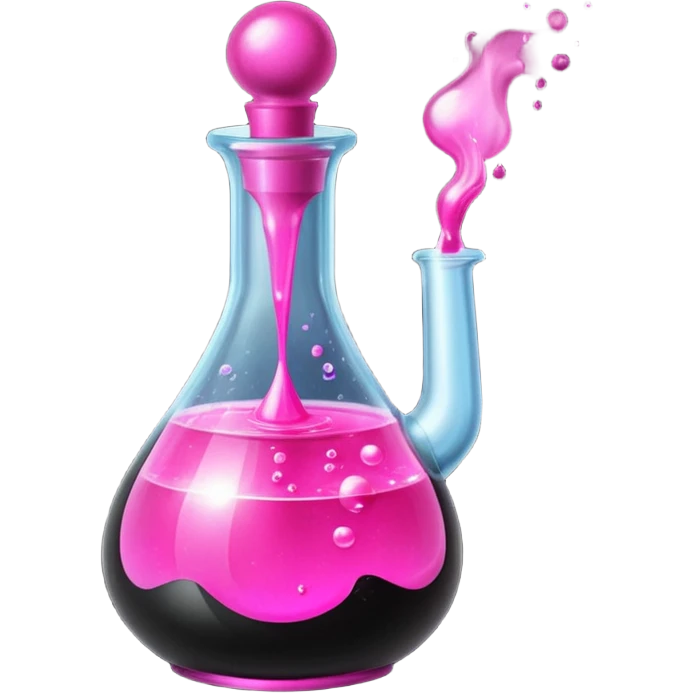 Black and hot pink, magic potion bottle, sparkles emoji