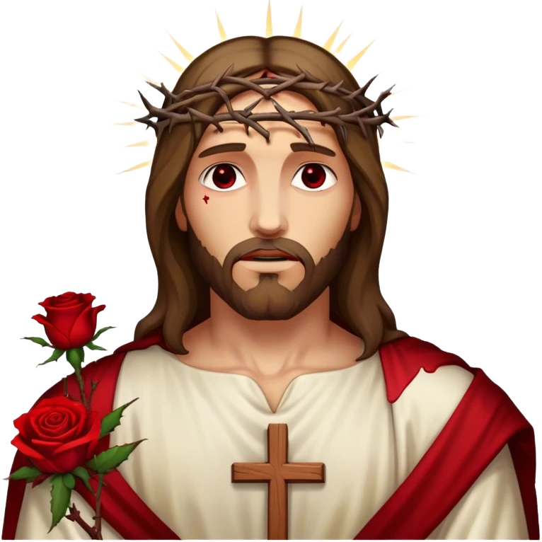 Christ with rose thorns and blood on the cross emoji