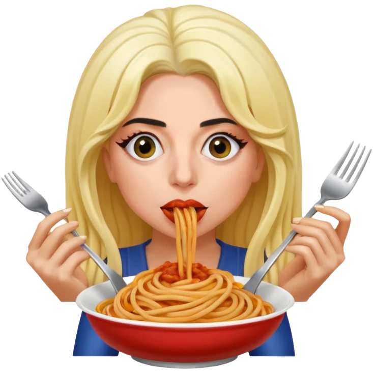Lady Gaga eating spaghetti emoji