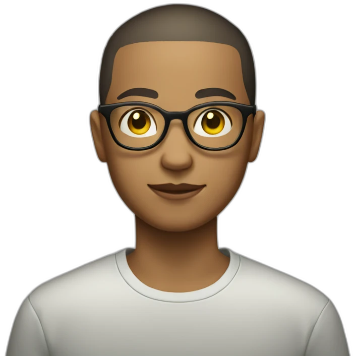 Teenager with a buzz cut and round glasses emoji
