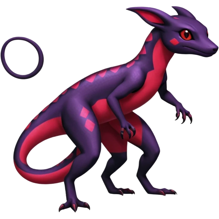 Anthropomorphic Scaley Exotic Salandit-Salazzle-Umbreon-Fakémon-hybrid-creature (full body)  emoji