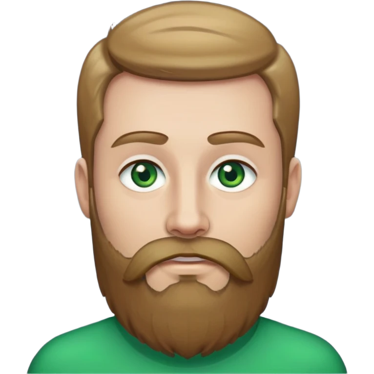 dark blonde hair, green eyes, dark blonde full beard, slim face emoji