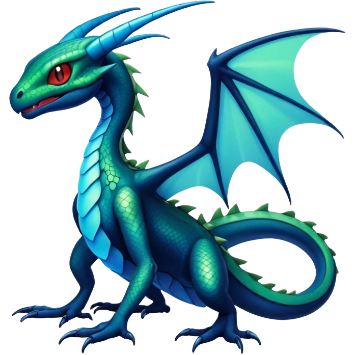 Cool Edgy black-blue ethereal badass Flygon-animal-creature full body emoji
