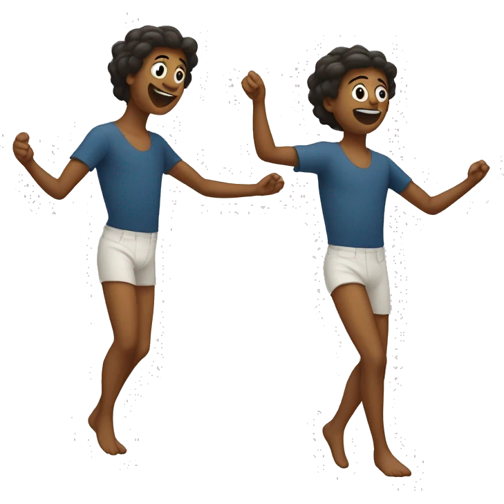 Make a human with two sides. One side is dancing and the other is standong still emoji