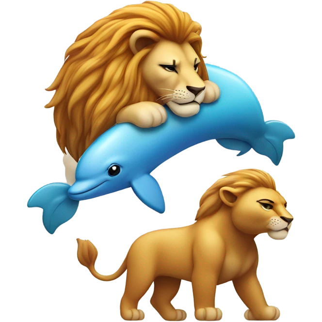 Lion and a dolphin emoji
