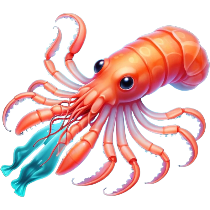 Neon glowing jelly-prawn-squid  emoji
