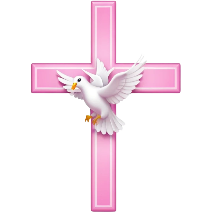 Pink and white simple holy cross with a dove  emoji