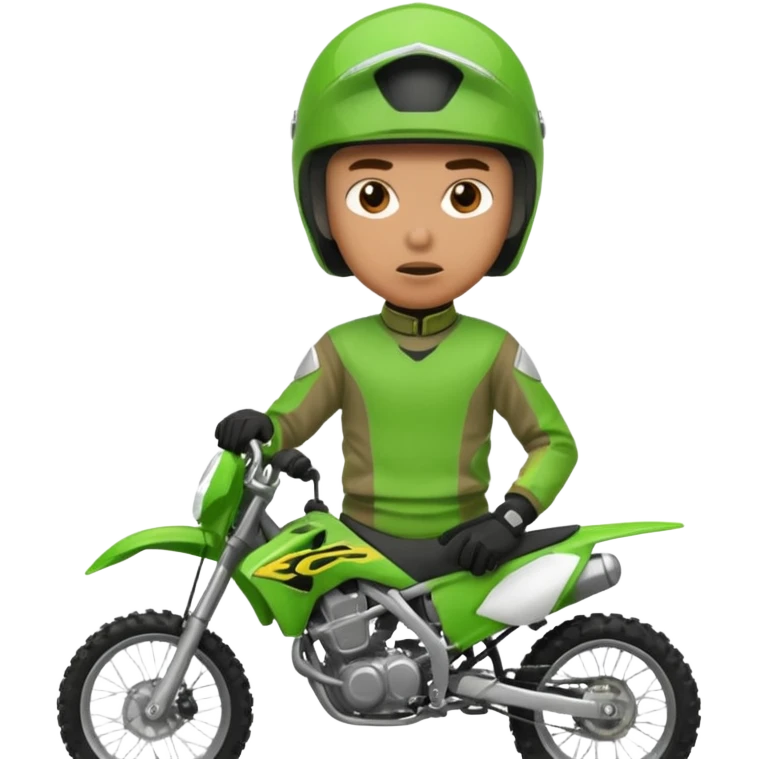 confused dirtbike rider in green gear emoji