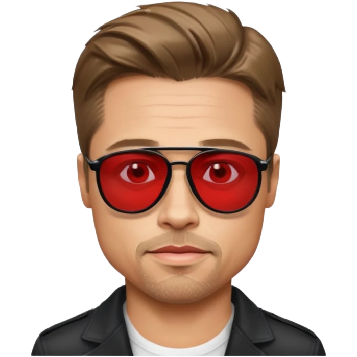 Brad Pitt, wearing dark glasses with red lenses emoji