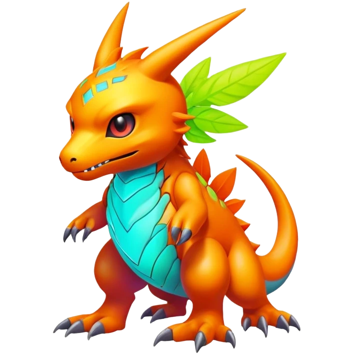 lush warm-colored modern colorful neon-colored Fakémon-Digimon-creature emoji