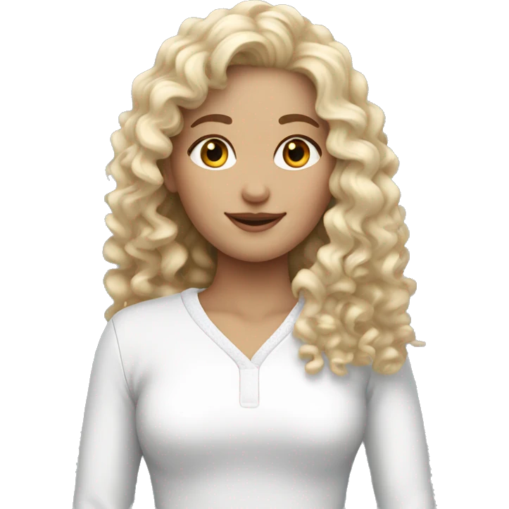 Curly blonde girl in skii clothes emoji