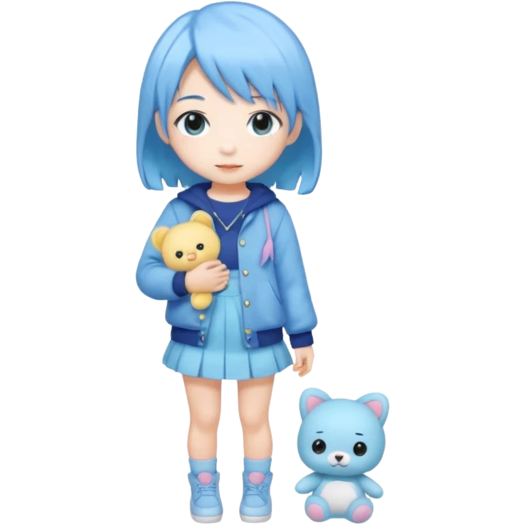 Kawaii girl Japanese full body blue pastel emoji