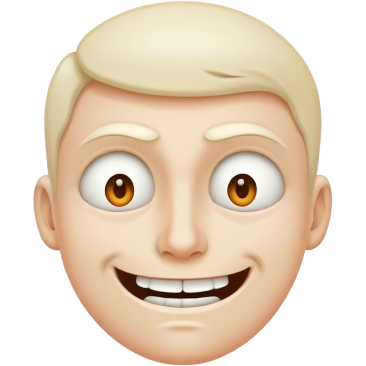 Tight, awkward grin with dead eyes, trying to act normal in chaos. emoji