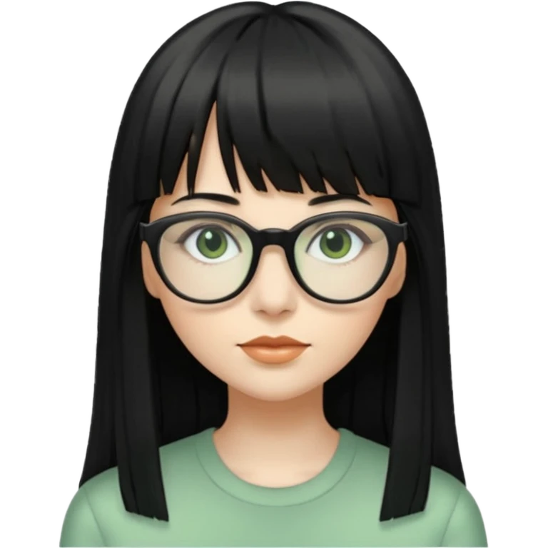 oculos, cabelo preto e longo e com franja reta, mulher e zumbi verde emoji