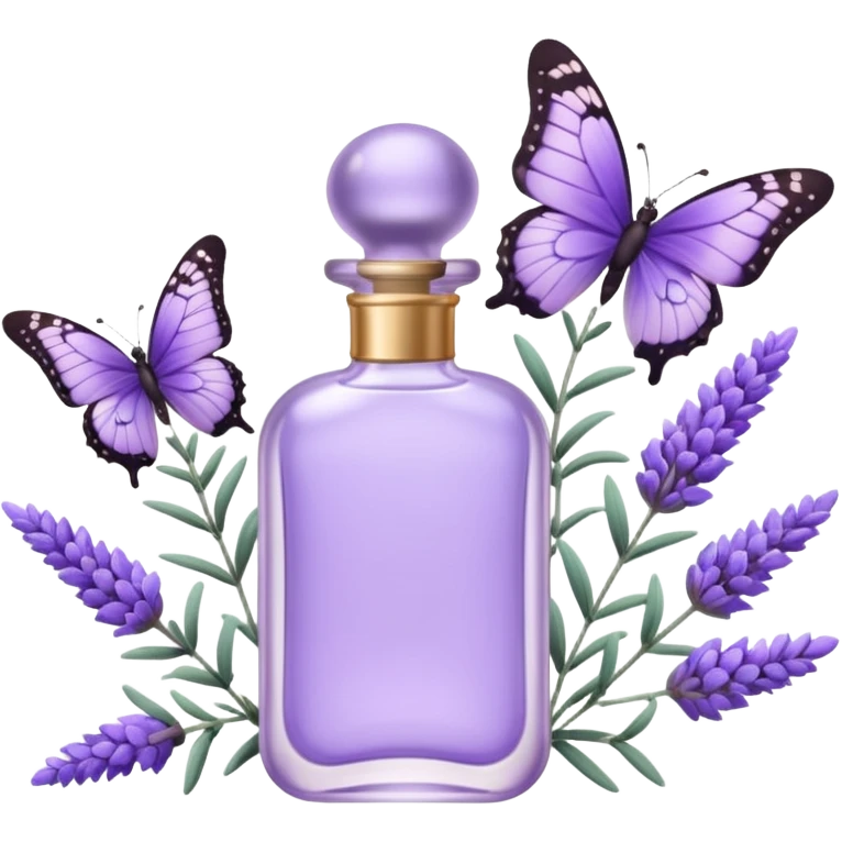 Lavender perfume with lavender flowers, and butterfly, pastel aesthetic, pastelcore emoji