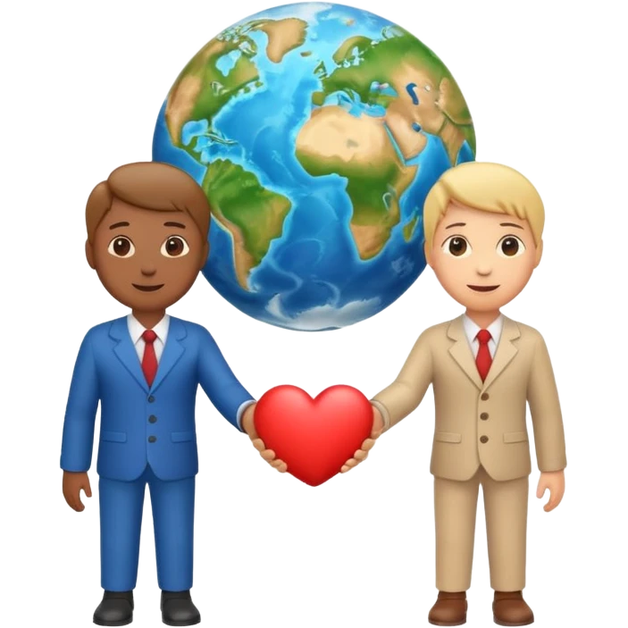 Emoji with whole body and Shake hands emoji with heart and globe showing negotiation of climate change  emoji