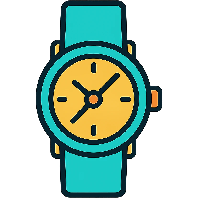 watch, modern, minimal, clear color outline icon emoji