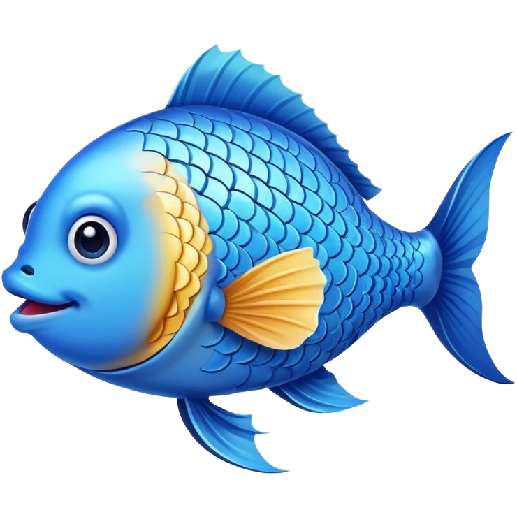 blue happy fish directly from side emoji