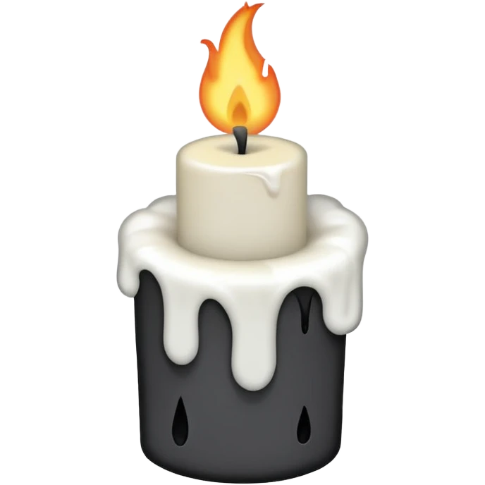 Minimalist emoji-style sticker of a candle with a broken or melted top and rising black smoke. No flame. Matte style. emoji
