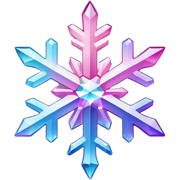 Gradient iridescent Pastel rainbow Pink violet blue white crystal star snowflake  emoji