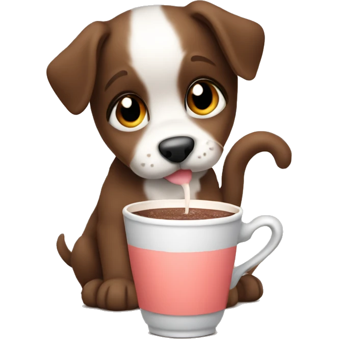 Puppy drinking hot chocolate  emoji