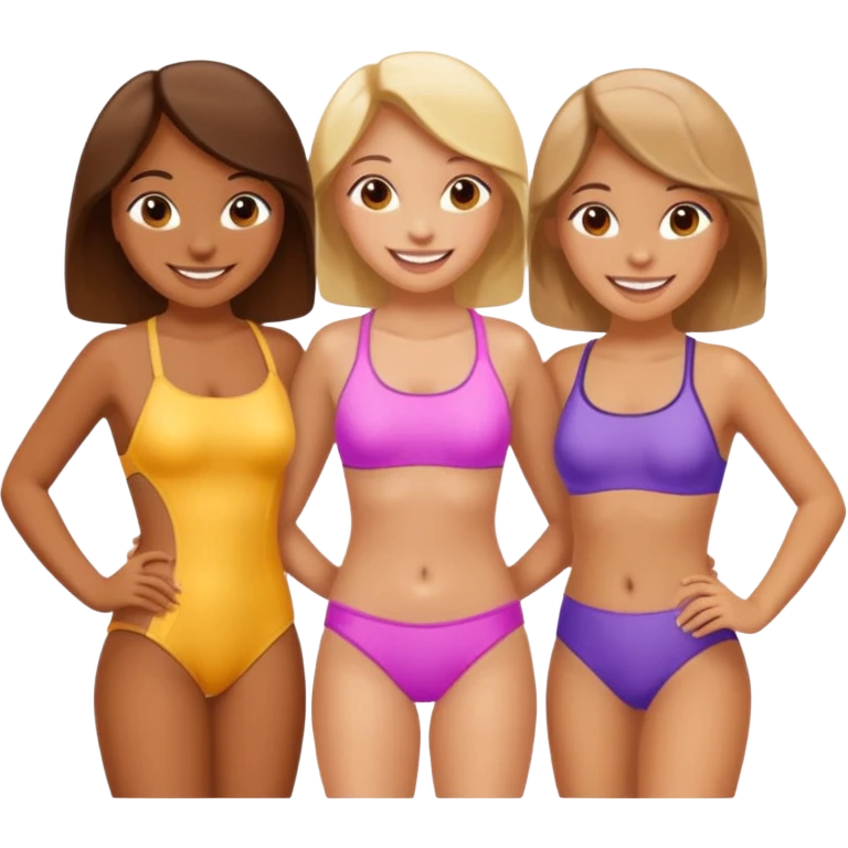 make three girls in bathing suits emoji