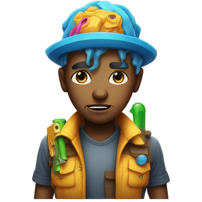 Angry face holding a water gun  emoji