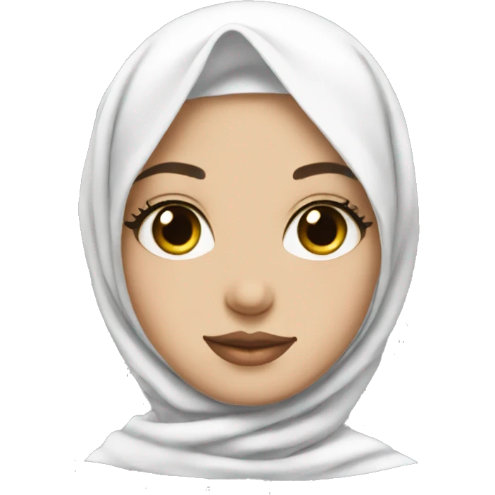 pretty girl wearing a white hijab with nice lashes emoji
