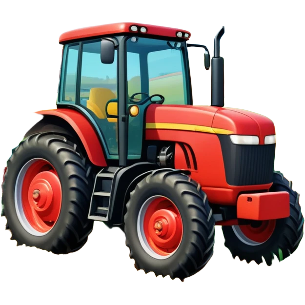 An icon showing close-up tractor in a colorful rural landscape, inspired by Farming Simulator 23. The design features vibrant fields, barns, and crops under a bright sky, with tractors working the land. The peaceful and immersive farming environment is highlighted with a transparent background emoji