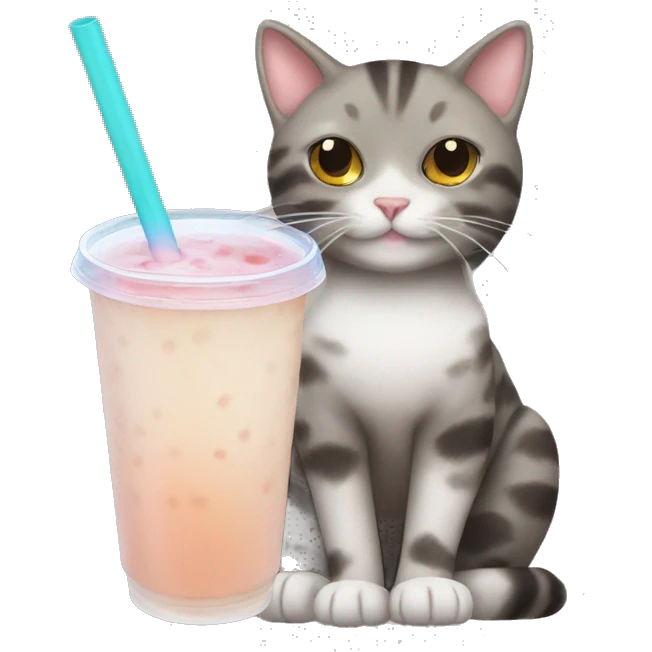 Cat drinking bubble tea emoji