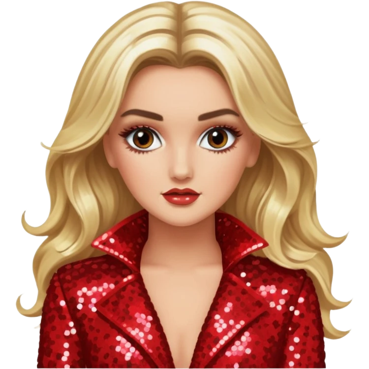 Perrie Edwards from Little Mix with long blonde hair, red sequin outfit emoji