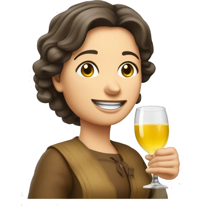 Brünette Frau mit Weißwein in der Hand  emoji