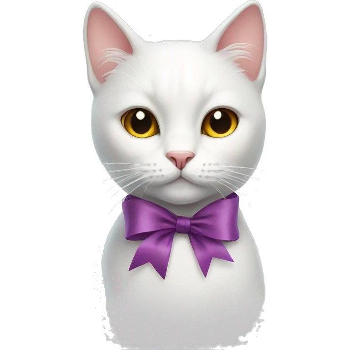 white cat with ribbon emoji