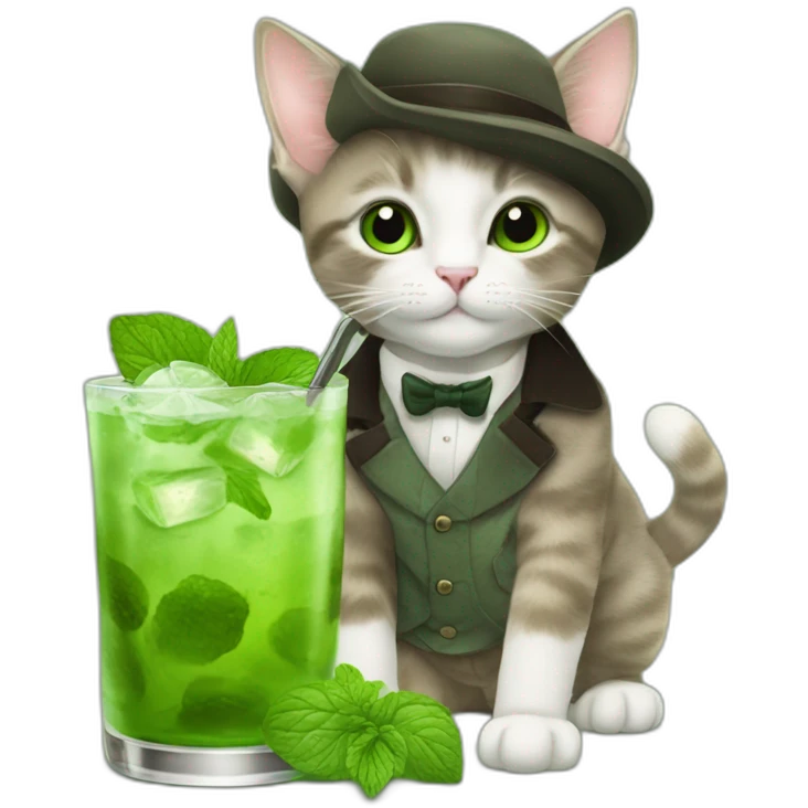 baby sherlock holmes cat drinking mojito emoji