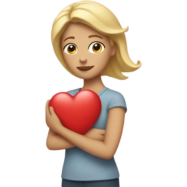 Blonde Mother holds her  big heart in her arm emoji