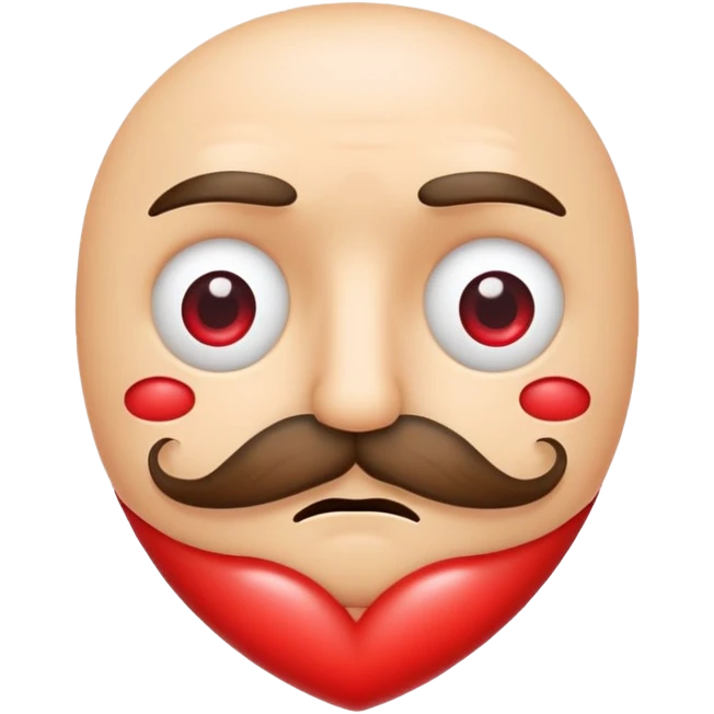Sad heart with a mustache emoji