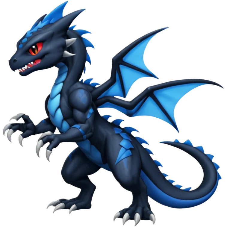 Black and Blue Venom-Stitch-Zekrom-Salandit-Sneasel-fusion, full body emoji