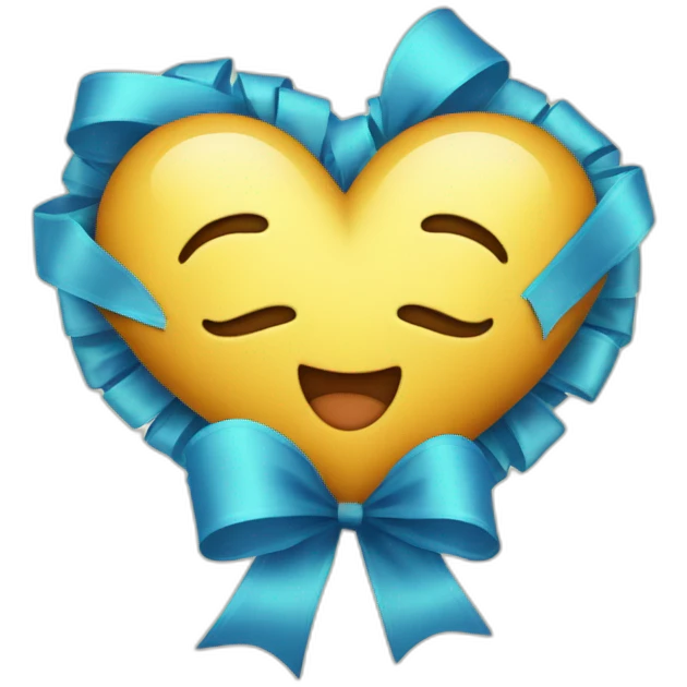 heart with blue ribbon bow emoji