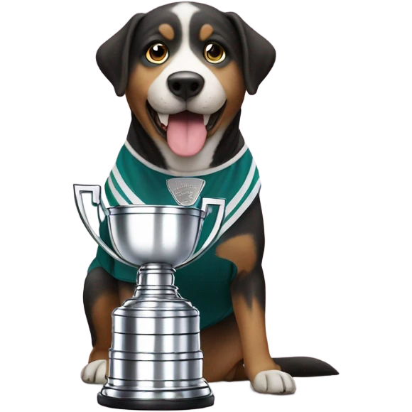 Dog with a Stanley cup emoji