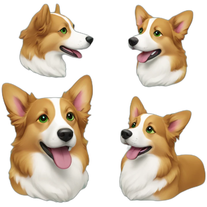 Duck tolling retriever corgi green eyes swimming emoji