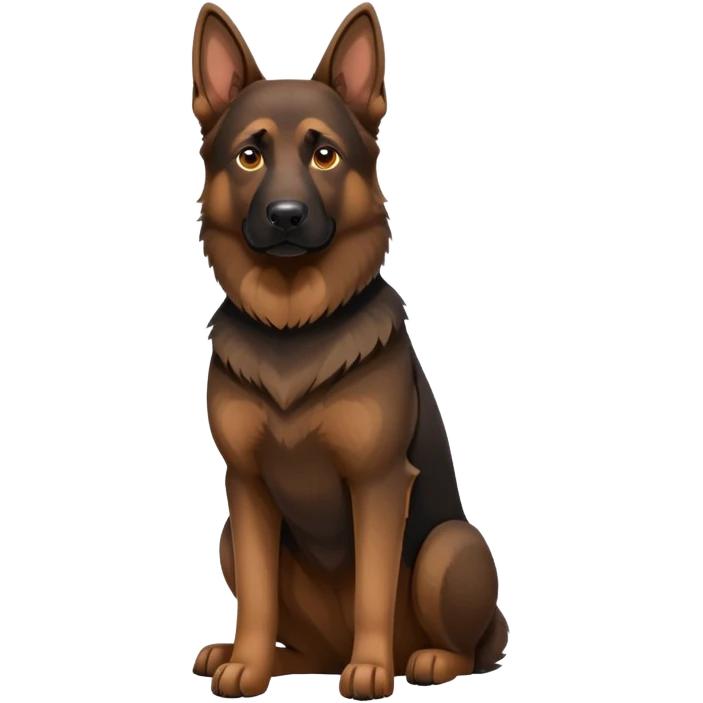 Dark brown face German Shepherd sitting emoji