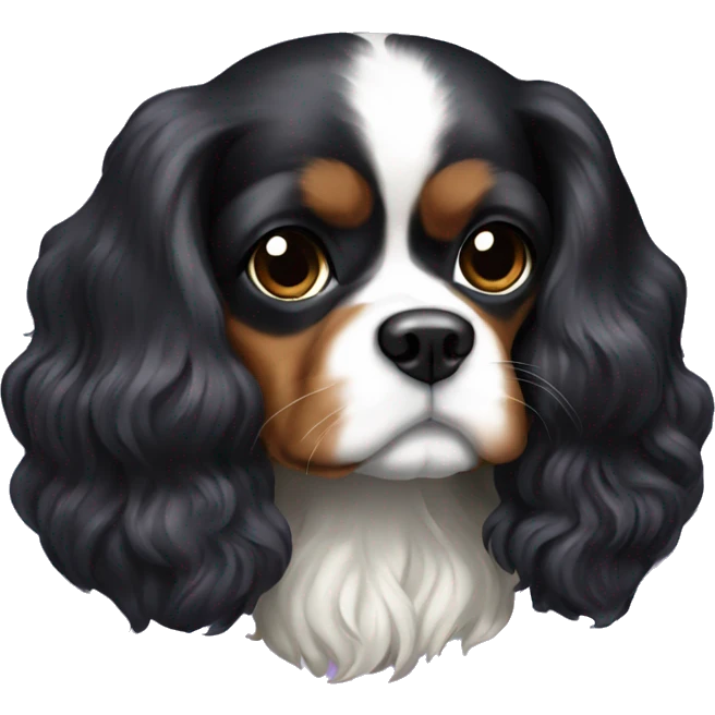 cavalier black and tan with a lavender bow emoji