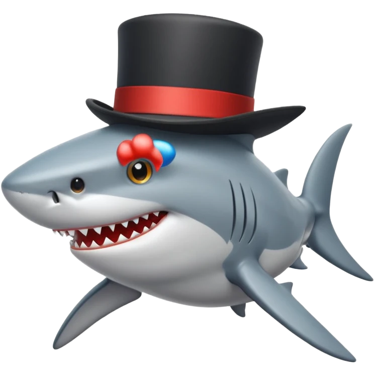Shark with a top hat emoji