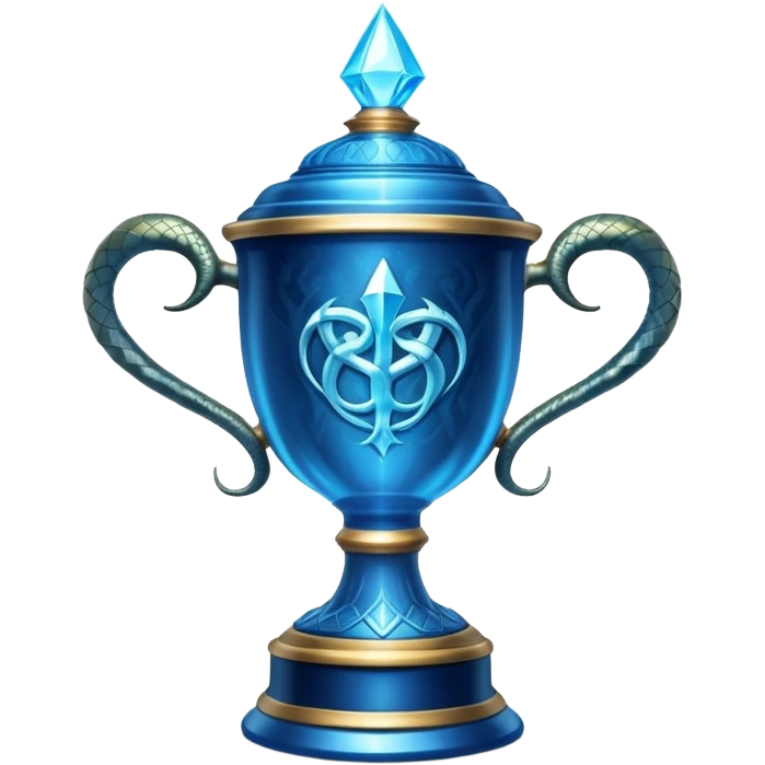 Harry Potter Triwizard Cup trophy with snake handles, blue glowing magical cup emoji