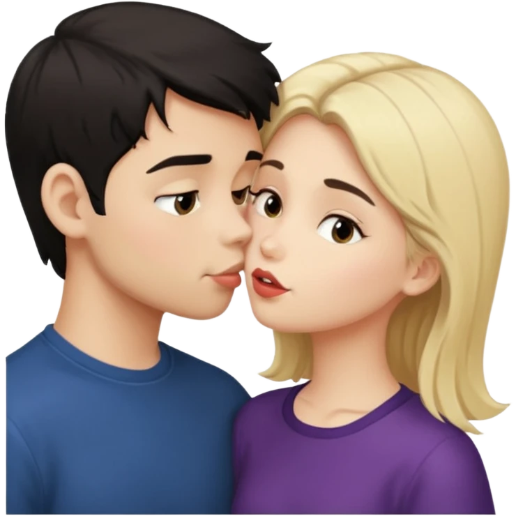 ragazzo moro che bacia una ragazza bionda scura emoji