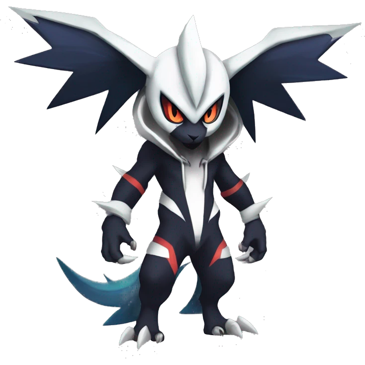 Cool Dark Edgy Absol-Noivern-Quilava-Litten-Pokémon with edgy stripes hoodie spiked collar punk Full Body emoji